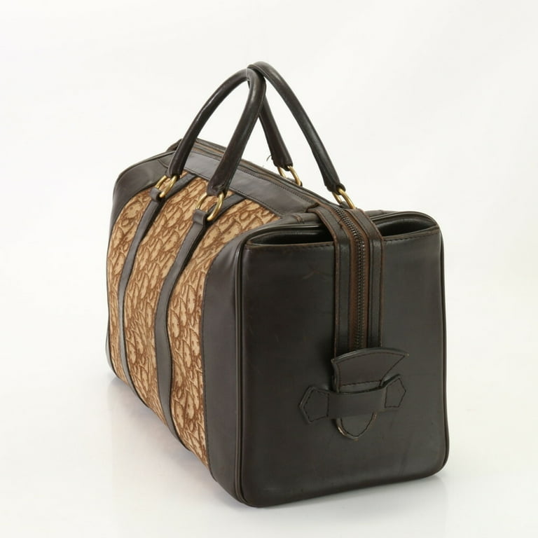 Pre Owned Christian Dior Trotter Boston Bag Tote Trunk Leather Brown Men s Fair Walmart