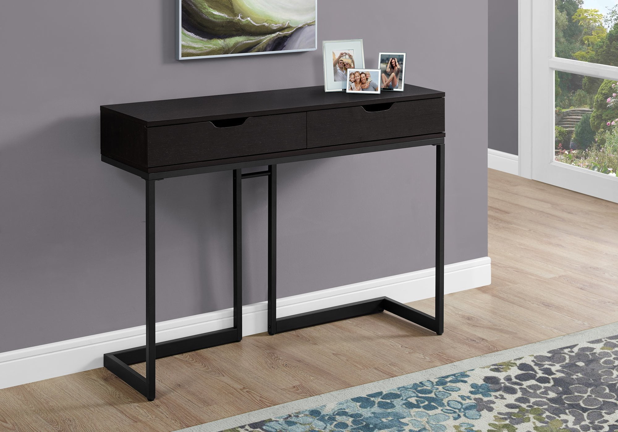 ACCENT TABLE 42"L / CAPPUCCINO / BLACK HALL CONSOLE