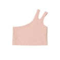 thumbnail image 2 of xiaxaixu Kids Summer Tank Tops, Girls Solid Color Slit One-Shoulder Crop Tops, 2 of 7