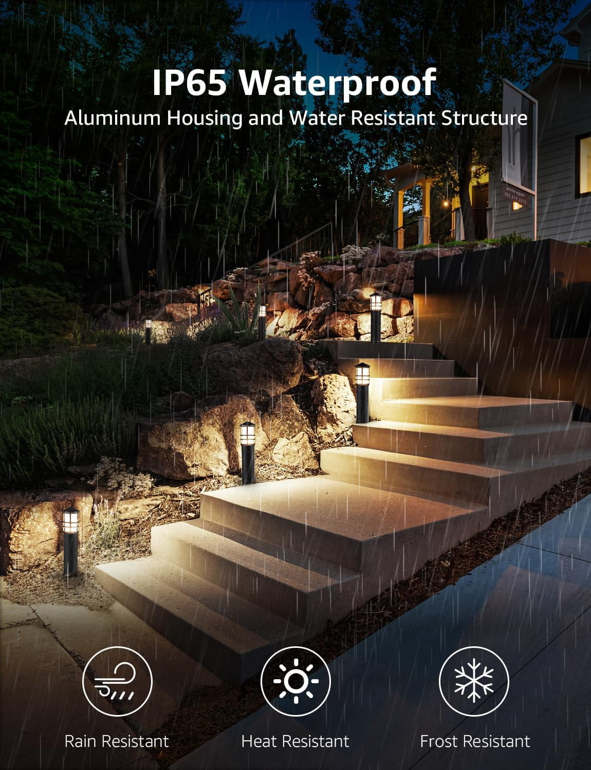SUNVIE Low Voltage Pathway Light 3W 3000K LED Landscape Bollard Path Lighting Outdoor for Yard