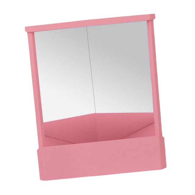 braveheart Miroir de Maquillage Miroir Non Inversable Autoportant Support Triangulaire Accessoire de Maquillage pour Femmes Image Non Déformée Rose 23x19 cm