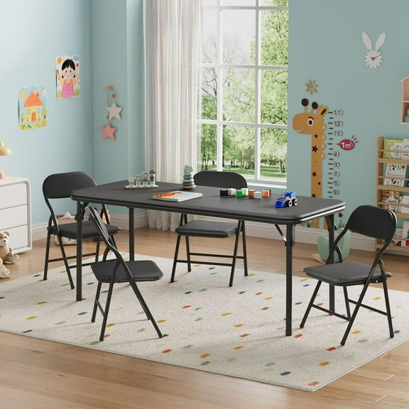 TEQIN Small Folding Activity Table, No-Assembly Rectangular Folding Table For Indoor Outdoor Meeting, Buffet, Party, Wedding, Home Work