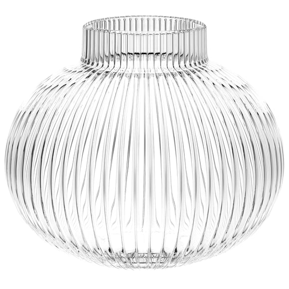 Jarrón de cristal YANWE1 redondo acanalado para flores, 15 cm, transparente