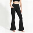 thumbnail image 5 of Ashyfjp Sport Workout Flared Yoga Pants for Women Solid Wide Elastic Waist Soft Comfortable Full Length Bottoms Ideal for Daily Yoga Training Wear, Size (S-XXL), 5 of 9