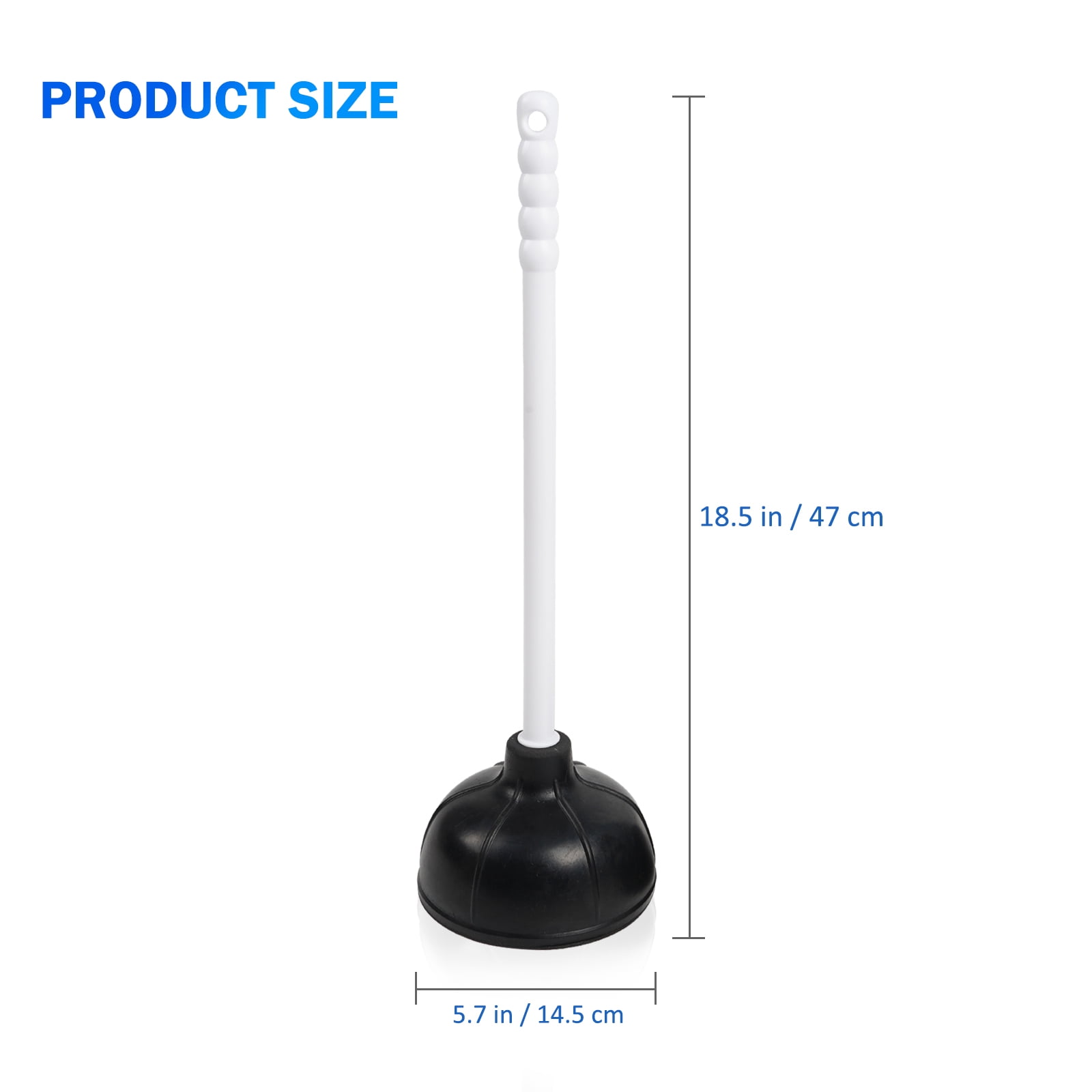 Koomade Toilet Plunger with Ergonomic Plastic Handle Pump Declogger Sink