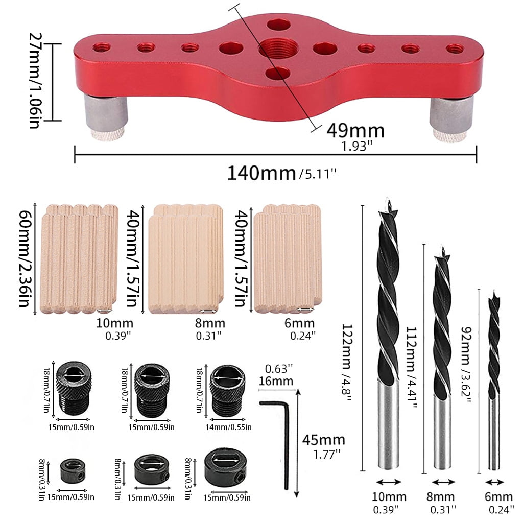 Geemin Vertical Pocket Hole Drilling Jig Woodworking Dowelling Jig Locator Wood Dowel