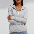 thumbnail image 7 of Bosfbaoi Women's Hooded Full Zip Long Sleeve Sun Protection Jacket, Ultra-Lightweight Breathable Quick Dry Outerwear, Mask Integrated Thumbhole Coat for Outdoor Hiking Daily, 7 of 7