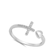 thumbnail image 4 of Open Sideways Cross Heart White Cubic Zirconia Ring .925 Sterling Silver Band Jewelry Female Size 4, 4 of 4