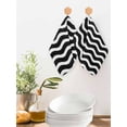 thumbnail image 2 of Black Moire Ombre Kitchen Dish Towels for Drying Dishes Set of 2, Water Ripple Stripe Farmhouse Waffle Weave Microfiber Hand Tea Bathroom Towels Quick Dry & Absorbent Towel 12x12, 2 of 7
