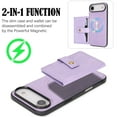 thumbnail image 2 of Detachable Magnetic Phone Cases Compatible with iPhone Air, Case with Card Holder, Compatible with Magsafe, Classic PU Leather Kickstand Wallet Phone Cover for iPhone Air, Purple, 2 of 8