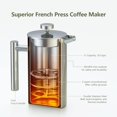 thumbnail image 2 of 1L Stainless Steel French Press Coffee Maker, French Press with Triple Filter, French Press with Keep Warm and Steel Plunger, Double Wall Insulation, Silver Coffee Maker, 2 of 5