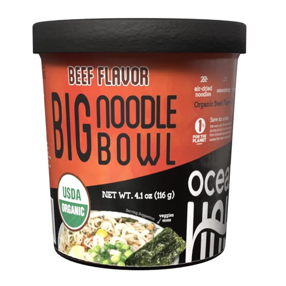 Oceans Halo - Organic Beef Flavor Noodle Bowl - 4.02 Oz, Case of 6