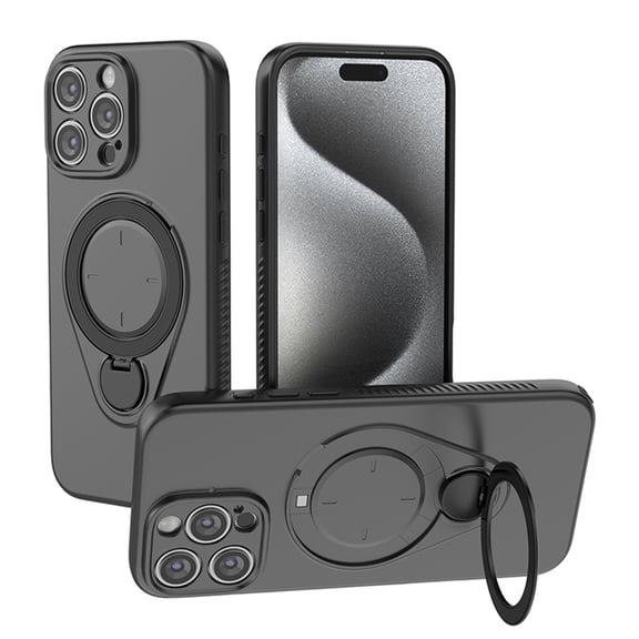 Dteck Magnetic Case for iPhone 16 Pro,Shockproof TPU Case Compatible with Mag Safe Ring Holder Stand Cover for iPhone 16 Pro,Black