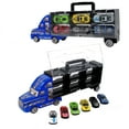 thumbnail image 1 of Toy Truck Transport Carrier Includes 6 Friction Powered Fast Racing Cars, Large Truck Rig Set with Collapsible Handle, 1 of 7