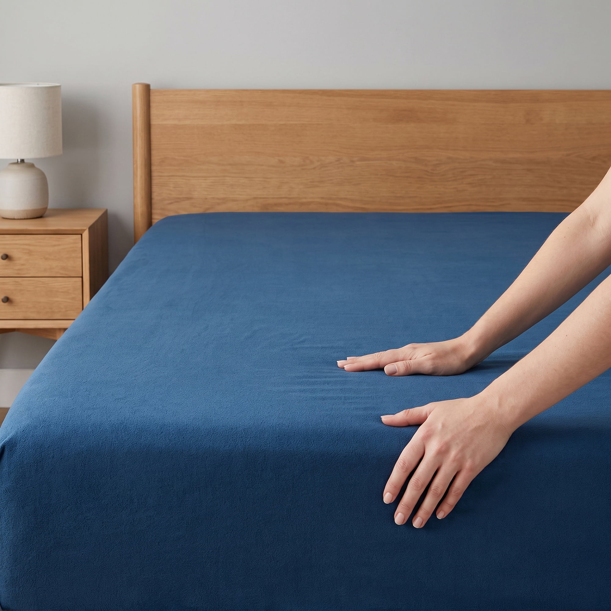 Unique Bargains Polyester Bed Sheet Soft Flat Sheet Wrinkle Bedding Dark Blue 91"x96"