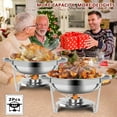 thumbnail image 2 of YEESOOM Chafing Dish Buffet Set, 4 Pack 5-Quart Round Buffet Chafe Warmer Set, Stainless Steel Chafing Dish Buffet Food Warmer with Lid & Holder, 2 of 7