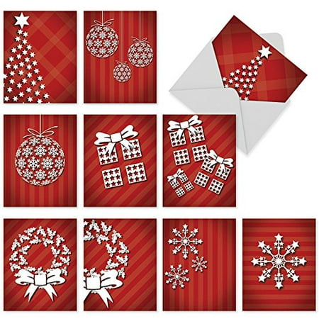 'M6011 HOLIDAY DIMENSIONS' 10 Assorted All Occasions Note Cards Featuring Updated Designs Of Iconic Seasonal Images with Envelopes by The Best Card