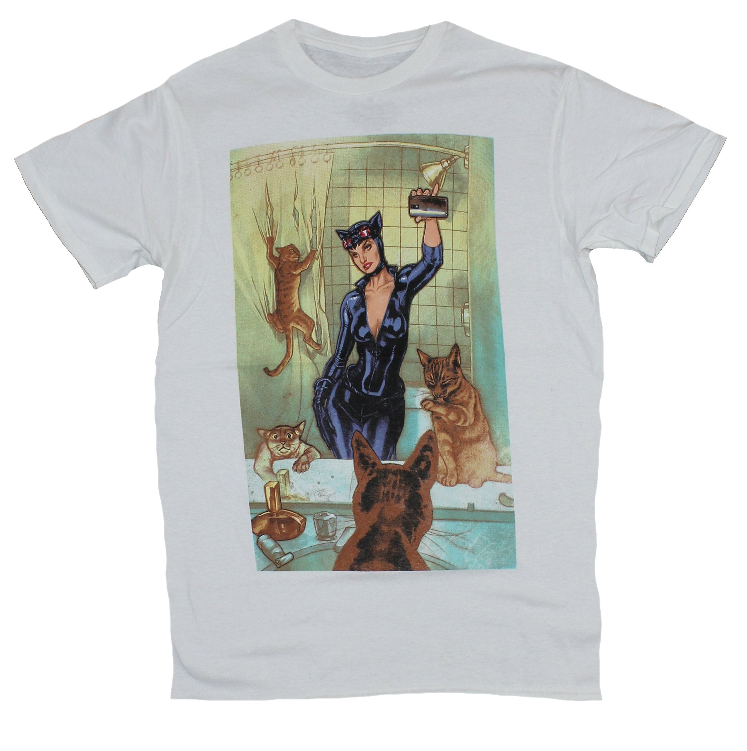 Sløset overdrive Mauve Catwoman (DC Comics) Mens T-Shirt - Bathroom Selfie Surrounded By Cats  (Large) - Walmart.com