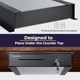 thumbnail image 3 of Volcora Manual Push Open Cash Register Drawer with Under Counter Mounting Metal Bracket - 16" Black Front Touch Panel Cash Drawer for POS, Partial Removable 5 Bill 8 Coin Tray, Key-Lock, 3 of 7