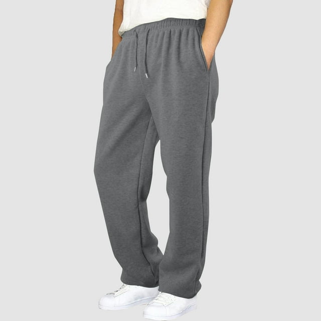 Baggy Sweatpants,Straight Leg Open Bottom Pants,Elastic Waist Athletic Joggers with Pockets