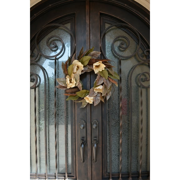 Admired by Nature 24" Magnolia Wreath Pine For Home office Front Door Wreath, Wall Hanging Arrangement Decoration