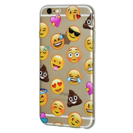 Emoji Icons Iphone 6 Plus Soft Gel Crystal Clear Transparent Emoji TPU Skin Case Cover for iPhone 6 Plus, iPhone 6s Plus - Different Emotions ()