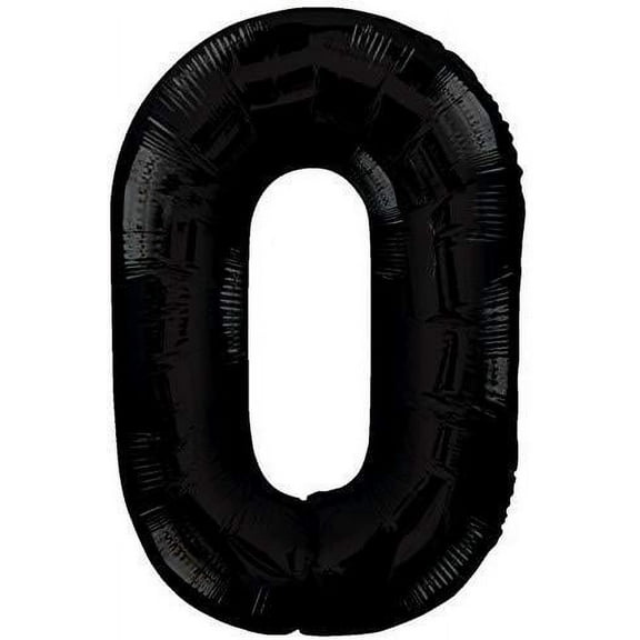 34 inch Kaleidoscope Number 0 - Black Foil Mylar Balloon - Party Supplies Decorations