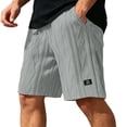 thumbnail image 2 of Mens Shorts Casual Summer Elastic Waist Textured Straight Leg Loose Fit Lightweight Lounge Shorts with Pockets, 2 of 5