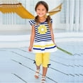 thumbnail image 3 of KYAIGUO Toddler Kids Girls Summer T-Shirt + Short 2 PCS Outfit,Spring Floral Striped Ruffle Short Tops Short Set for Infant 12 Months to 7 Years, 3 of 7
