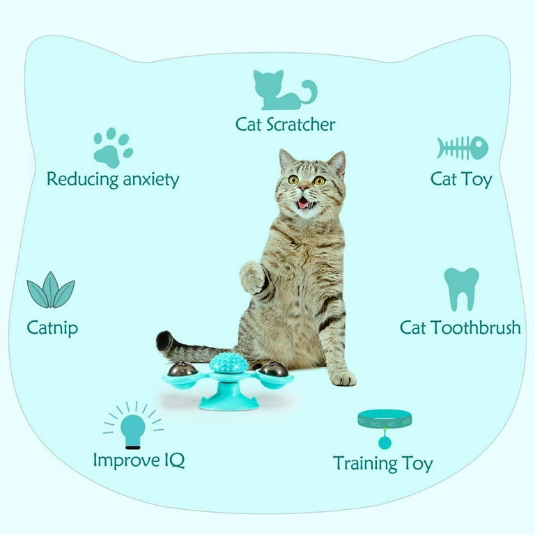 Pet Life 'Windmill' Rotating Suction Cup Spinning Cat Toy - Green