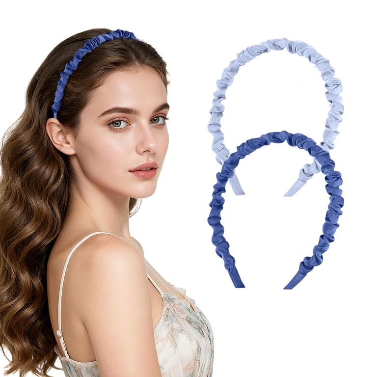 12 Pack Wide Headbands For Women Non Slip, Blue Pink Black  display picture 1