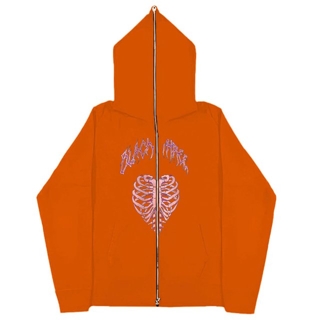 2023 Sudaderas con corazones rojos oscuros europeos y americanos para hombres y mujeres sudaderas con capucha parejas góticas Harajuku sudaderas con cremallera larga de gran tamaño