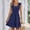 A0810-Navy, variant on QUINDOS Womens Dresses Sundress Square Neck Sleeveless Beach Sun Dresses Summer Solid Color Pleated Ruffled Above Knee Mini Womens Dresses
