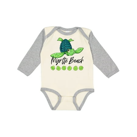 

Inktastic Myrtle Beach Cute Smiling Sea Turtle Gift Baby Boy or Baby Girl Long Sleeve Bodysuit