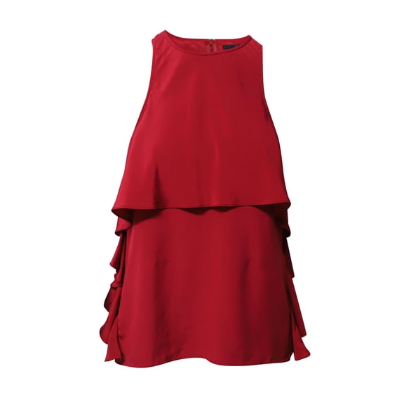 Pre-Owned Tibi Sleeveless Drapey Blouse in Red Silk