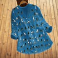 thumbnail image 2 of CHOK Hauts pour Femmes Liquidation Mode Été Décontractée Ample Lin Manches Longues Col Rond Blouse en Solde, 2 of 4