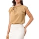 thumbnail image 4 of INSPIRAR CHIC Blusa de Cuello Plisado de Satén Elegante con Mangas Cortas para Uso Casual en Oficina M Caqui, 4 of 6