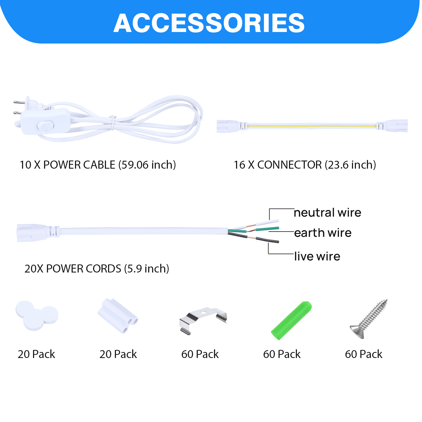 20Pack 8Ft LED Shop Light Fixture, 100W Integrated LED Tube Light,15500LM, 6500K, Clear Cover,6 Rows V Shape 270 Degree T8 LED Lighting for Garage Warehouse