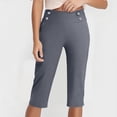 thumbnail image 6 of BXINGOHAI Women Summer Capri Pants Casual Wide Leg Elastic Waist Lightweight Cropped Loose Pants with Pockets Blue 4XL, 6 of 7