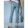 thumbnail image 3 of Asyoly Women Pull-on Denim Joggers Elastic Waist Stretch Pants Distressed Ripped Jeans, 3 of 7