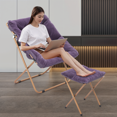 thumbnail image 4 of Monibloom Oversized Square Folding Fluffy Faux Fur Saucer Chair with Ottoman, for Adults, Living Room, Bedroom, Dorm, Apartment, Set of 2 (Purple), 4 of 10
