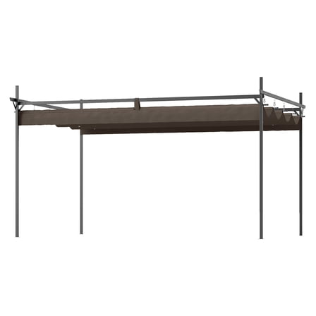 Metal Retractable Pergola, 10'x13' Outdoor Patio Canopy, Brown