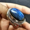 thumbnail image 2 of Yesbay Retro Men Faux Turquoise Inlaid Finger Ring Engagement Party Jewelry Xmas Gift, 2 of 5