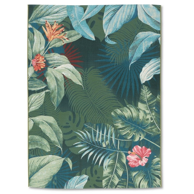 Erbanica Tapis Intérieur Extérieur à Feuilles Vertes, Design Unique, Facile à Nettoyer