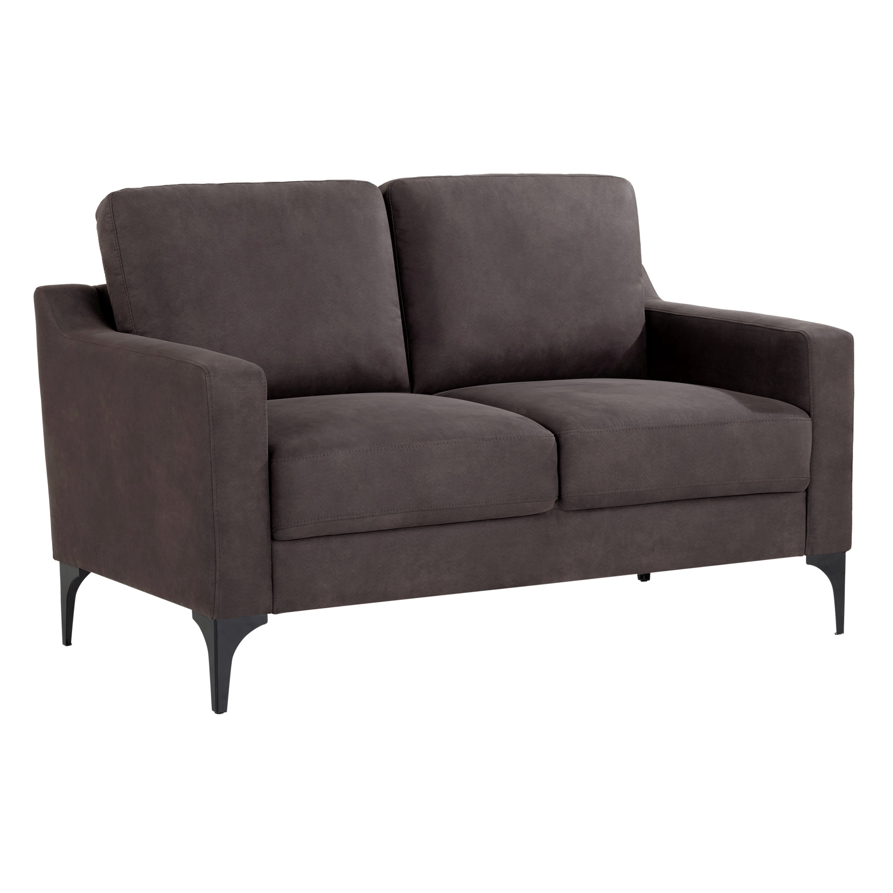 Serta Hemsworth Mid-Century Modern Style 2 Seater Indoor Loveseat, Charcoal Faux Suede