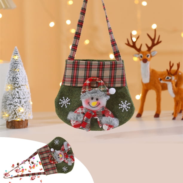 Doll Gift Bags, Christmas Gift Bags, Santa Snowman Deer Knitted Storage Bag, Small Foldable Doll Bags, Portable Christmas Knitted Gift Bags, for Bedroom, High-Quality Wool Fabric, Cute