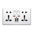thumbnail image 1 of Multifunction 13a Wall Socket Push Button 2.1a Double Usb Charging Ports Three-hole Two-hole Home Wall Outlet Button, 1 of 4