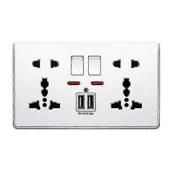 Multifunction 13a Wall Socket Push Button 2.1a Double Usb Charging Ports Three-hole Two-hole Home Wall Outlet Button