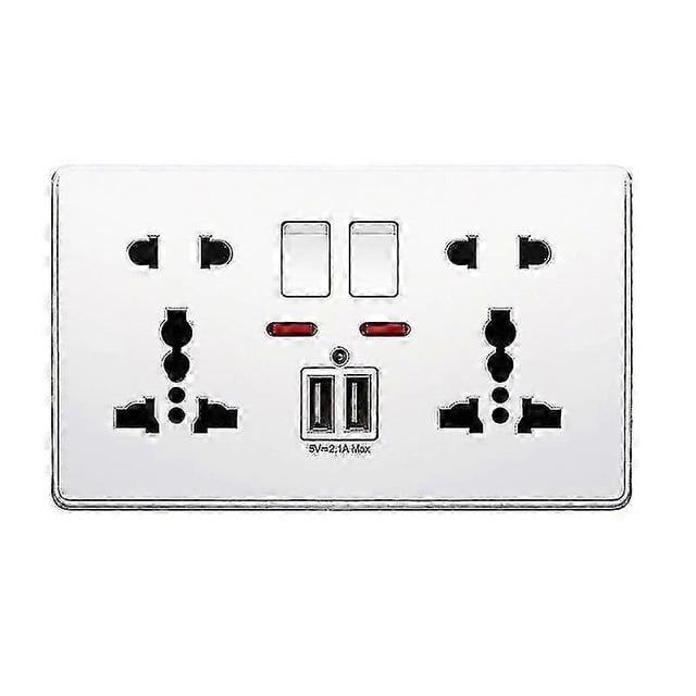 Multifunction 13a Wall Socket Push Button 2.1a Double Usb Charging Ports Three-hole Two-hole Home Wall Outlet Button