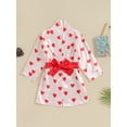 thumbnail image 2 of Bslissey Toddler Baby Girls Valentine's Day Robe Pajama Heart Print Long Sleeve Satin Kimono Bathrobe with Solid Color Belt 6M 12M 2T 3T 4T Kids Sweet Sleepwear Outfits, 2 of 8